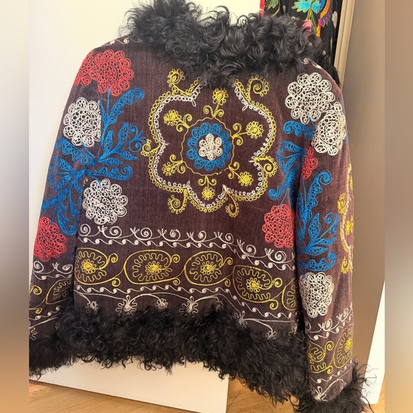 Shearling Coat / Afghan Coat with Goat Hide and Mongolian Sheep Trim Size 0-4 - Picture 4 of 4